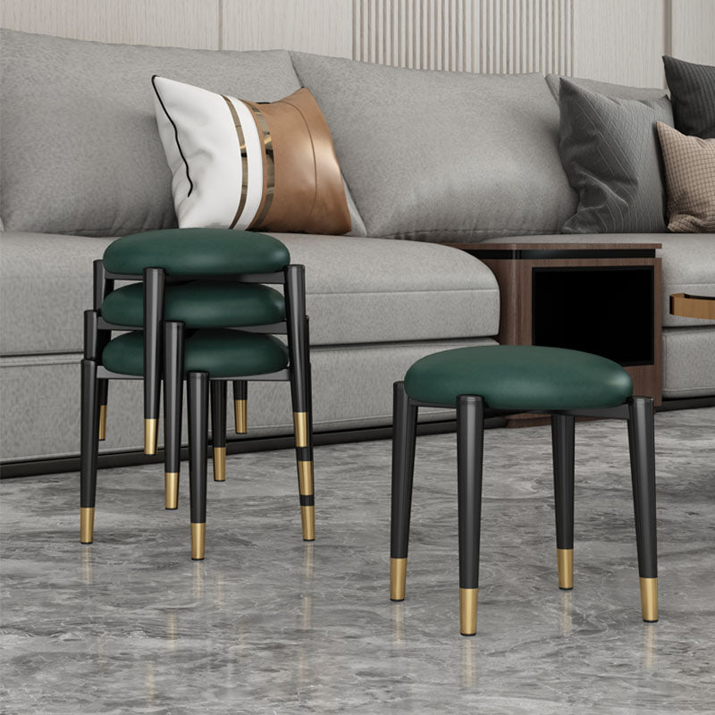 Luxury Ottoman Velvet Tear Resistant Solid Color Round Ottoman with Metal Legs Clearhalo 'furn' 'furn_ottomans_poufs' 'Furniture' 'Living Room Furniture' 'Ottomans & Poufs' 'ottomans_poufs' 7101884