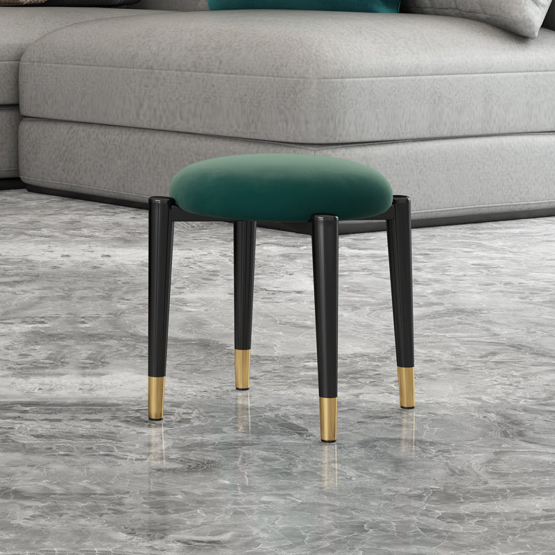 Luxury Ottoman Velvet Tear Resistant Solid Color Round Ottoman with Metal Legs Dark Green 1 Piece Clearhalo 'furn' 'furn_ottomans_poufs' 'Furniture' 'Living Room Furniture' 'Ottomans & Poufs' 'ottomans_poufs' 7101885