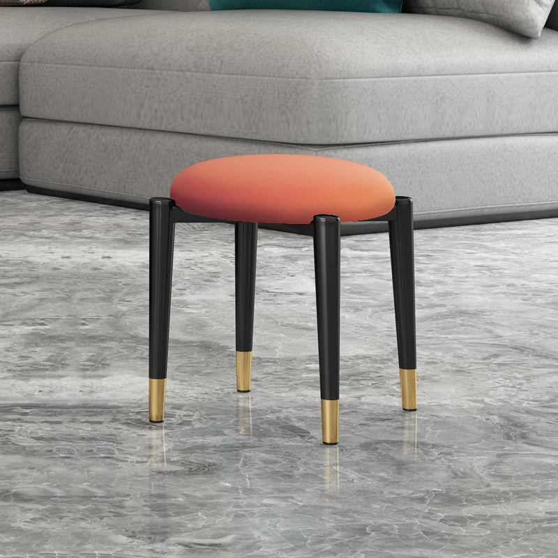 Luxury Ottoman Velvet Tear Resistant Solid Color Round Ottoman with Metal Legs Orange 1 Piece Clearhalo 'furn' 'furn_ottomans_poufs' 'Furniture' 'Living Room Furniture' 'Ottomans & Poufs' 'ottomans_poufs' 7101886