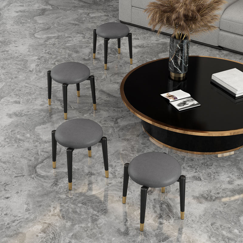 Luxury Ottoman Velvet Tear Resistant Solid Color Round Ottoman with Metal Legs Clearhalo 'furn' 'furn_ottomans_poufs' 'Furniture' 'Living Room Furniture' 'Ottomans & Poufs' 'ottomans_poufs' 7101887