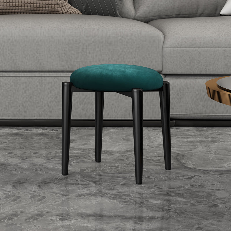 Luxury Ottoman Velvet Tear Resistant Solid Color Round Ottoman with Metal Legs Green 1 Piece Clearhalo 'furn' 'furn_ottomans_poufs' 'Furniture' 'Living Room Furniture' 'Ottomans & Poufs' 'ottomans_poufs' 7101890