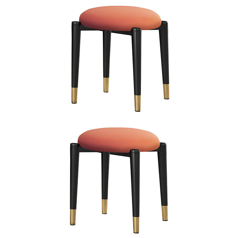 Luxury Ottoman Velvet Tear Resistant Solid Color Round Ottoman with Metal Legs Orange 2 Piece Set Clearhalo 'furn' 'furn_ottomans_poufs' 'Furniture' 'Living Room Furniture' 'Ottomans & Poufs' 'ottomans_poufs' 7101897
