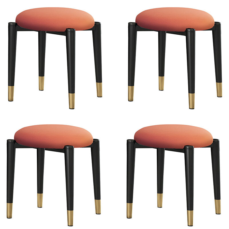 Luxury Ottoman Velvet Tear Resistant Solid Color Round Ottoman with Metal Legs Orange 4 Piece Set Clearhalo 'furn' 'furn_ottomans_poufs' 'Furniture' 'Living Room Furniture' 'Ottomans & Poufs' 'ottomans_poufs' 7101898