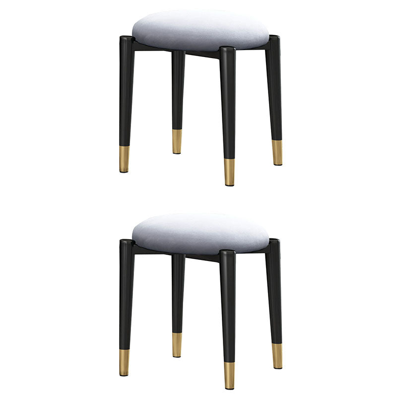 Luxury Ottoman Velvet Tear Resistant Solid Color Round Ottoman with Metal Legs Gray 2 Piece Set Clearhalo 'furn' 'furn_ottomans_poufs' 'Furniture' 'Living Room Furniture' 'Ottomans & Poufs' 'ottomans_poufs' 7101900