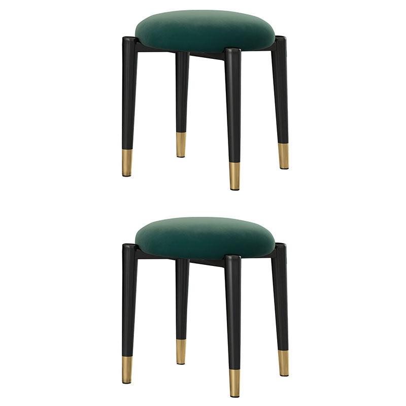 Luxury Ottoman Velvet Tear Resistant Solid Color Round Ottoman with Metal Legs Dark Green 2 Piece Set Clearhalo 'furn' 'furn_ottomans_poufs' 'Furniture' 'Living Room Furniture' 'Ottomans & Poufs' 'ottomans_poufs' 7101904