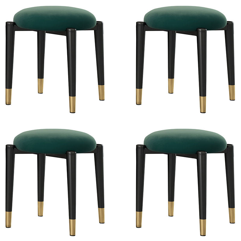 Luxury Ottoman Velvet Tear Resistant Solid Color Round Ottoman with Metal Legs Dark Green 4 Piece Set Clearhalo 'furn' 'furn_ottomans_poufs' 'Furniture' 'Living Room Furniture' 'Ottomans & Poufs' 'ottomans_poufs' 7101905