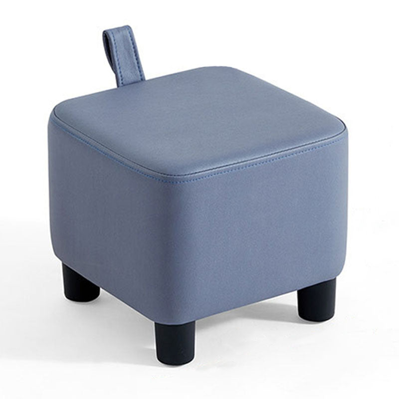Glam Ottoman Faux Leather Stain Resistant Solid Color Square Ottoman with Plastic Legs Blue 1 Piece Clearhalo 'furn' 'furn_ottomans_poufs' 'Furniture' 'Living Room Furniture' 'Ottomans & Poufs' 'ottomans_poufs' 7101913
