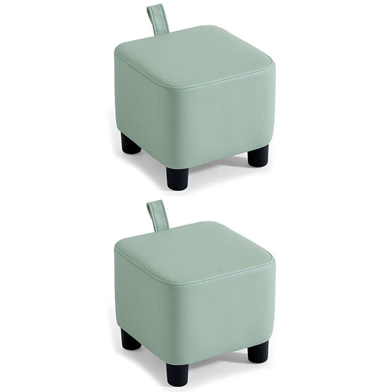 Glam Ottoman Faux Leather Stain Resistant Solid Color Square Ottoman with Plastic Legs Green 2 Piece Set Clearhalo 'furn' 'furn_ottomans_poufs' 'Furniture' 'Living Room Furniture' 'Ottomans & Poufs' 'ottomans_poufs' 7101922