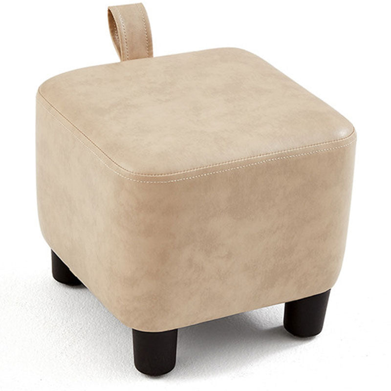 Glam Ottoman Faux Leather Stain Resistant Solid Color Square Ottoman with Plastic Legs Gray 1 Piece Clearhalo 'furn' 'furn_ottomans_poufs' 'Furniture' 'Living Room Furniture' 'Ottomans & Poufs' 'ottomans_poufs' 7101923