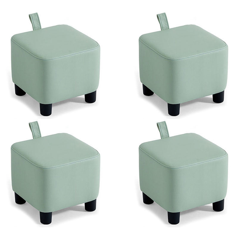 Glam Ottoman Faux Leather Stain Resistant Solid Color Square Ottoman with Plastic Legs Green 4 Piece Set Clearhalo 'furn' 'furn_ottomans_poufs' 'Furniture' 'Living Room Furniture' 'Ottomans & Poufs' 'ottomans_poufs' 7101924