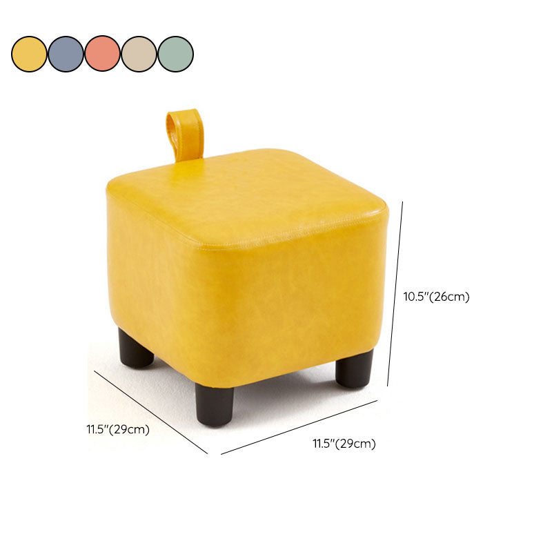 Glam Ottoman Faux Leather Stain Resistant Solid Color Square Ottoman with Plastic Legs Clearhalo 'furn' 'furn_ottomans_poufs' 'Furniture' 'Living Room Furniture' 'Ottomans & Poufs' 'ottomans_poufs' 7101930