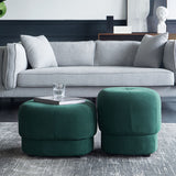 Modern Ottoman Velvet Upholstered Fade Resistant Solid Color Square Ottoman