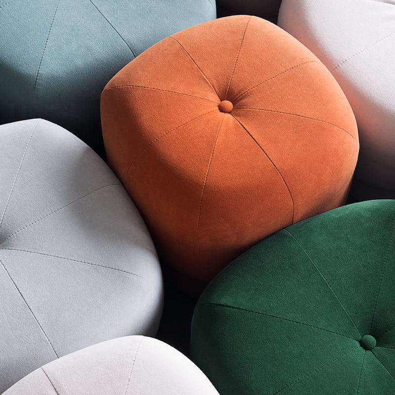 Modern Ottoman Velvet Upholstered Fade Resistant Solid Color Square Ottoman