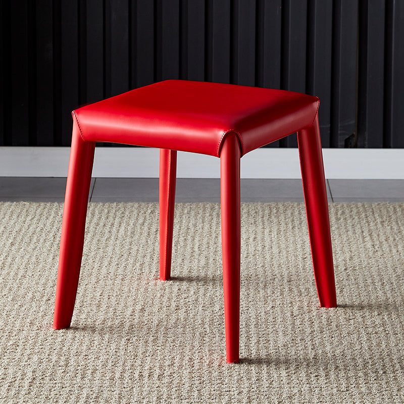 Glam ottomane in finta pelle in pelle resistente a colore solido pouf quadrati con gambe metalliche