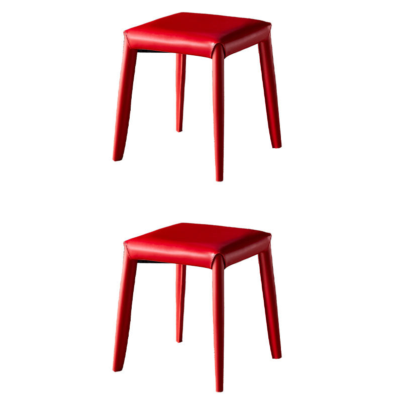 Glam ottomane in finta pelle in pelle resistente a colore solido pouf quadrati con gambe metalliche