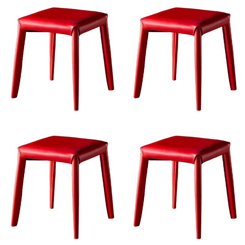 Glam ottomane in finta pelle in pelle resistente a colore solido pouf quadrati con gambe metalliche