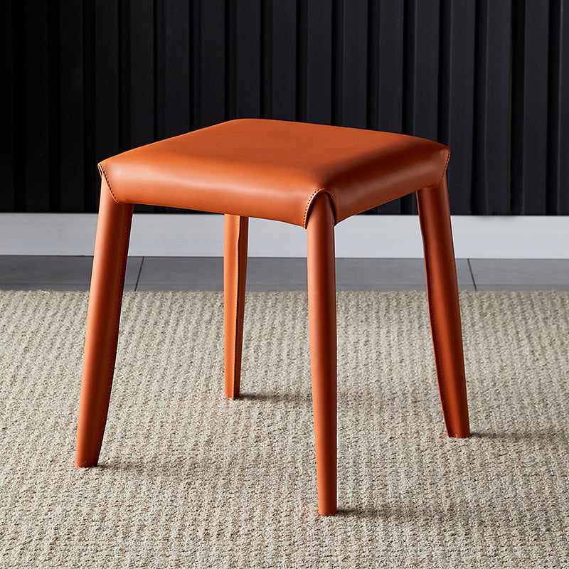 Glam ottomane in finta pelle in pelle resistente a colore solido pouf quadrati con gambe metalliche