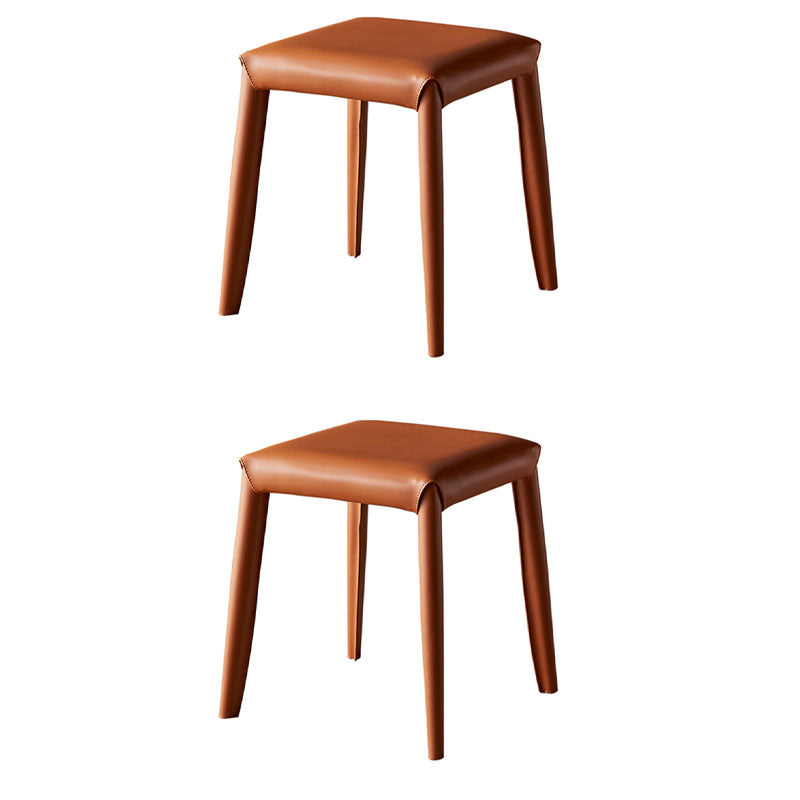 Glam ottomane in finta pelle in pelle resistente a colore solido pouf quadrati con gambe metalliche