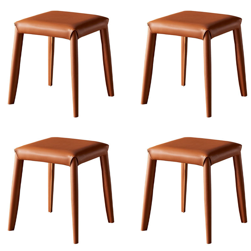 Glam ottomane in finta pelle in pelle resistente a colore solido pouf quadrati con gambe metalliche