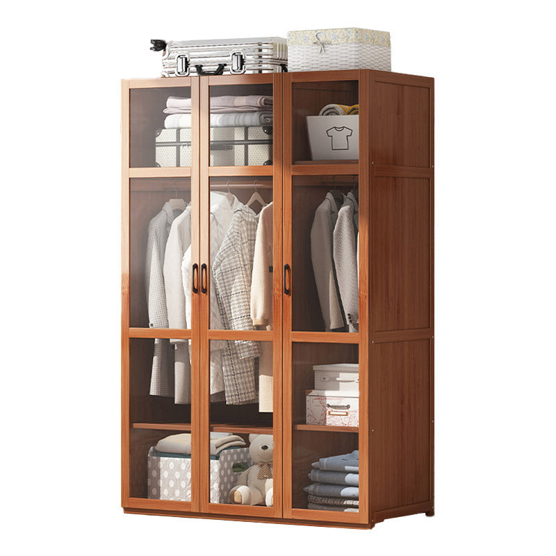 Modern Style Wardrobe Cabinet Solid Wood Clothes Rail Wardrobe Armoire