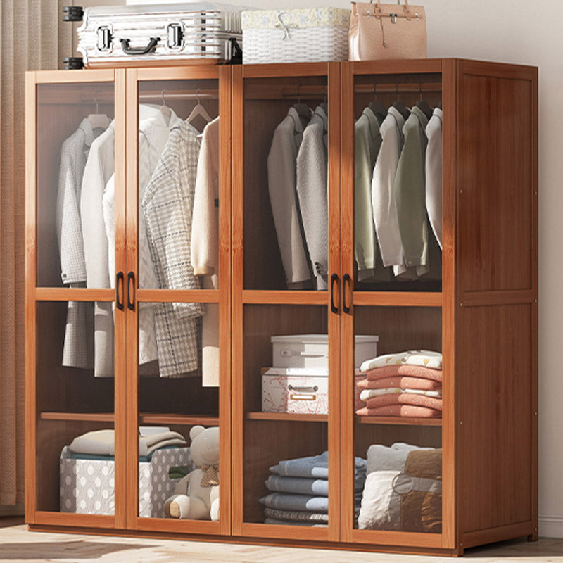 Modern Style Wardrobe Cabinet Solid Wood Clothes Rail Wardrobe Armoire