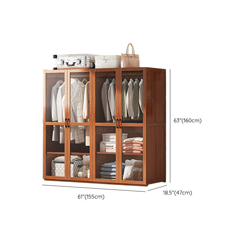 Modern Style Wardrobe Cabinet Solid Wood Clothes Rail Wardrobe Armoire
