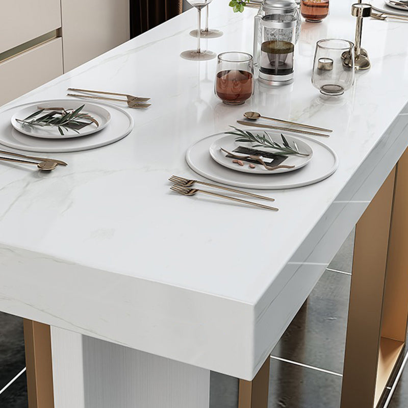 Juego de pub rectangular de estilo contemporáneo Juego de comedor de pub de mármol sintético de 1/5 piezas