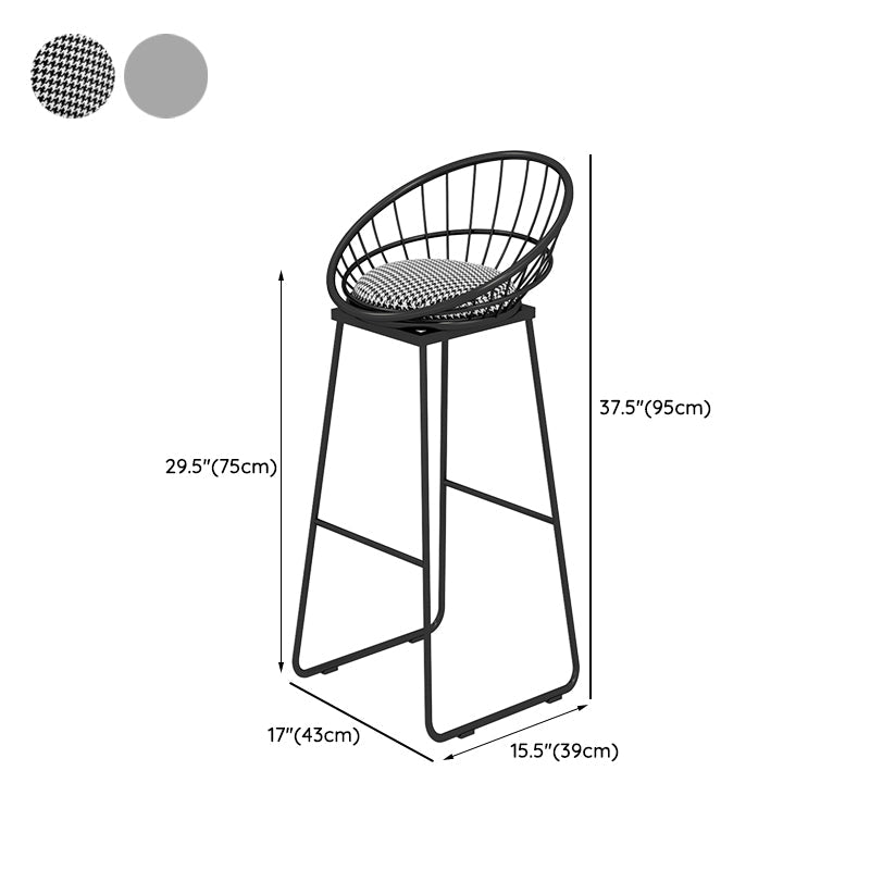 Sgabello da bar senza braccio da pranzo rivestito con una base in metallo