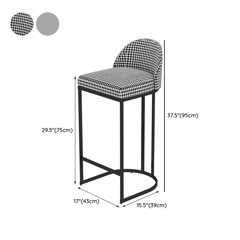 Sgabello da bar senza braccio da pranzo rivestito con una base in metallo