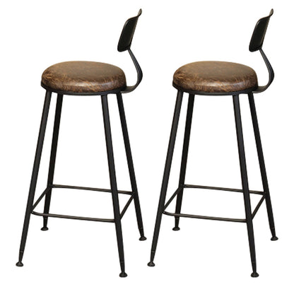 Contemporary Upholstered Dining Stool Armless Bar Stool with Black Base
