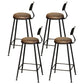 Contemporary Upholstered Dining Stool Armless Bar Stool with Black Base