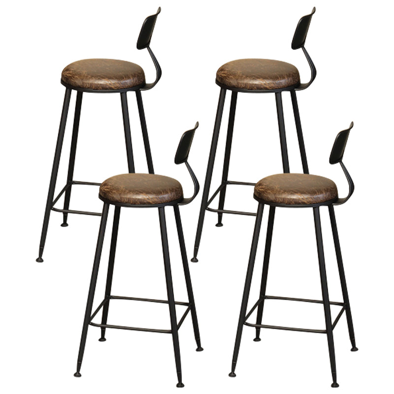 Contemporary Upholstered Dining Stool Armless Bar Stool with Black Base