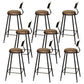 Contemporary Upholstered Dining Stool Armless Bar Stool with Black Base