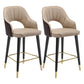 Modern Metal Bar Stools Faux Leather Armed Stool with Low Back