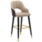 Modern Metal Bar Stools Faux Leather Armed Stool with Low Back