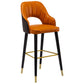 Modern Metal Bar Stools Faux Leather Armed Stool with Low Back