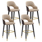 Modern Metal Bar Stools Faux Leather Armed Stool with Low Back