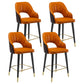 Modern Metal Bar Stools Faux Leather Armed Stool with Low Back