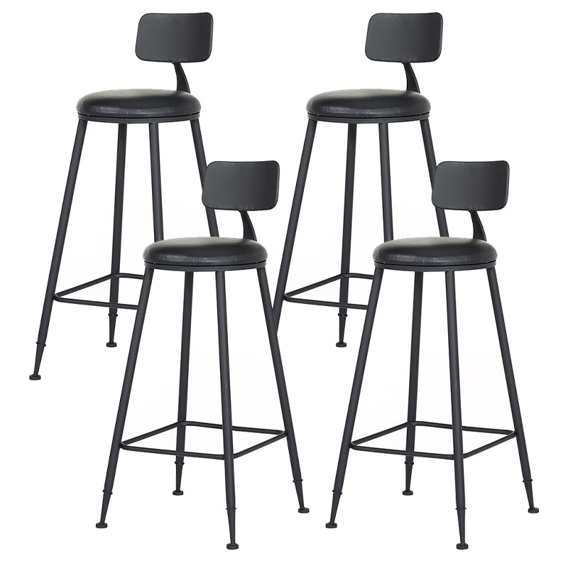 Contemporary Metal Dining Stools Armless Bar Stools with Black Base
