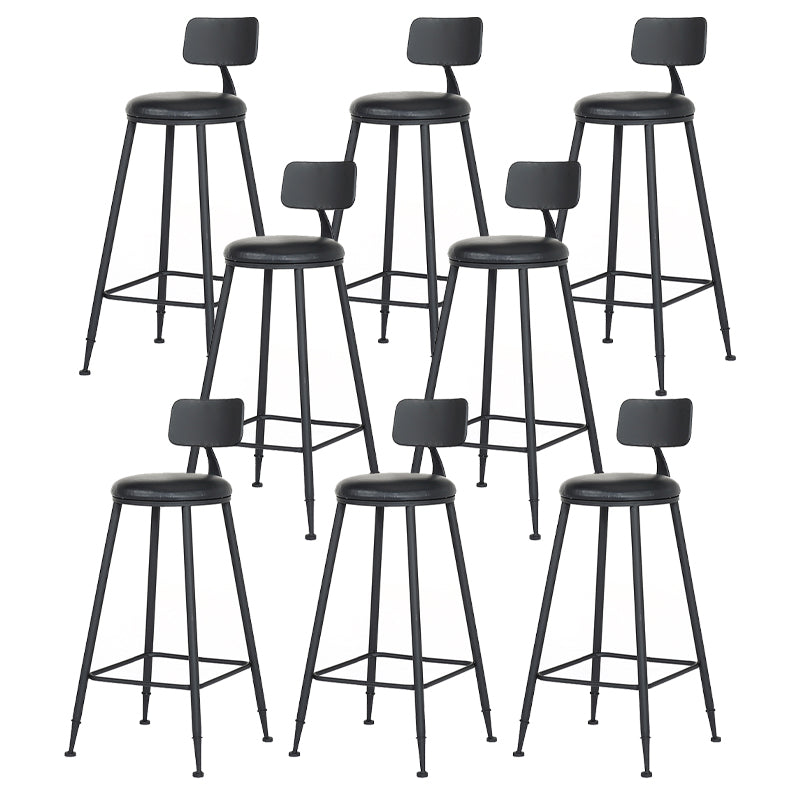 Contemporary Metal Dining Stools Armless Bar Stools with Black Base