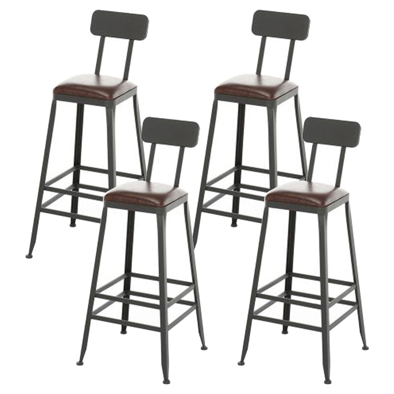 Contemporary Metal Dining Stools Armless Bar Stools with Black Base