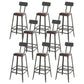 Contemporary Metal Dining Stools Armless Bar Stools with Black Base