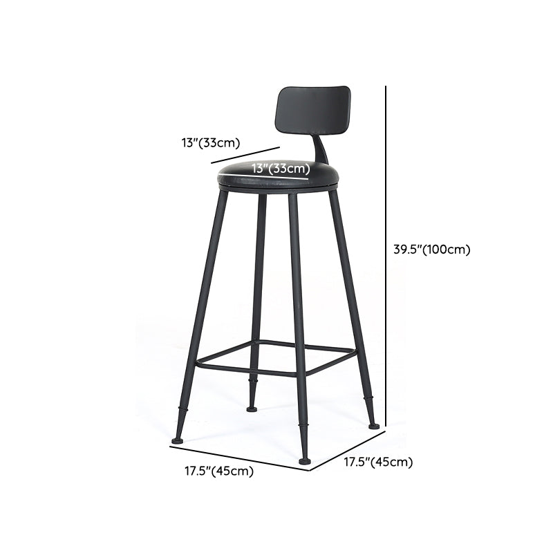 Contemporary Metal Dining Stools Armless Bar Stools with Black Base