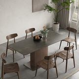 Industrial Kitchen Dinner Table Rectangle Pedestal Dining Table Clearhalo 'Dining Tables & Seating' 'Dining Tables' 'dining_table' 'furn' 'furn_dining_table' 'Furniture' 'Kitchen & Dining Furniture' 7102831