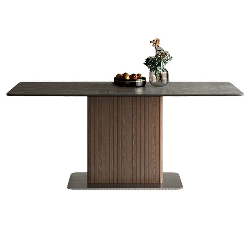 Industrial Kitchen Dinner Table Rectangle Pedestal Dining Table Without Chairs Clearhalo 'Dining Tables & Seating' 'Dining Tables' 'dining_table' 'furn' 'furn_dining_table' 'Furniture' 'Kitchen & Dining Furniture' 7102832