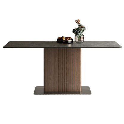 Industrial Kitchen Dinner Table Rectangle Pedestal Dining Table Without Chairs Clearhalo 'Dining Tables & Seating' 'Dining Tables' 'dining_table' 'furn' 'furn_dining_table' 'Furniture' 'Kitchen & Dining Furniture' 7102832