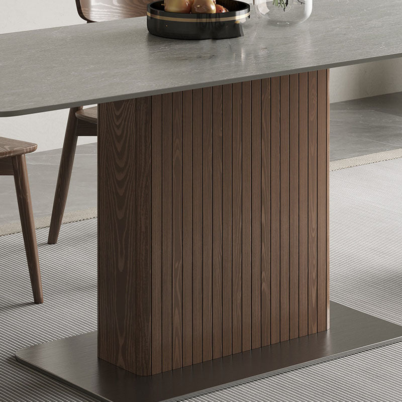 Industrial Kitchen Dinner Table Rectangle Pedestal Dining Table Clearhalo 'Dining Tables & Seating' 'Dining Tables' 'dining_table' 'furn' 'furn_dining_table' 'Furniture' 'Kitchen & Dining Furniture' 7102835