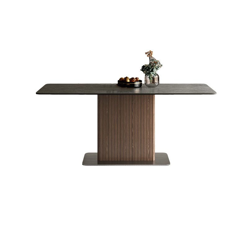 Industrial Kitchen Dinner Table Rectangle Pedestal Dining Table Clearhalo 'Dining Tables & Seating' 'Dining Tables' 'dining_table' 'furn' 'furn_dining_table' 'Furniture' 'Kitchen & Dining Furniture' 7102836