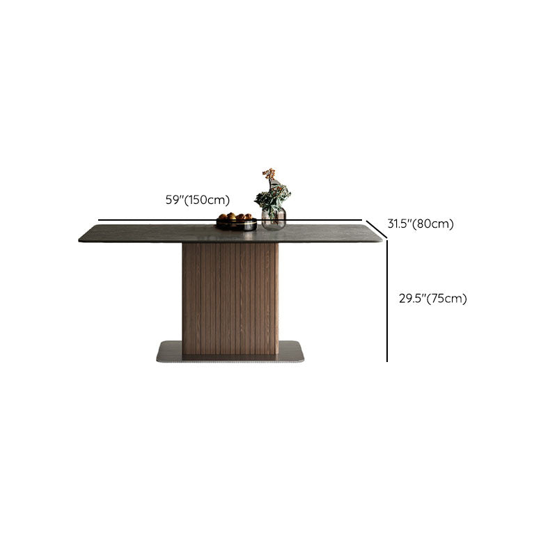 Industrial Kitchen Dinner Table Rectangle Pedestal Dining Table Clearhalo 'Dining Tables & Seating' 'Dining Tables' 'dining_table' 'furn' 'furn_dining_table' 'Furniture' 'Kitchen & Dining Furniture' 7102841