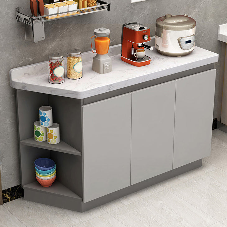 Contemporary Dining Server Kitchen Buffet Server Cabinet with Storage 51"L x 16"W x 31"H Grey Clearhalo 'buffet_sideboard' 'Buffets & Sideboards' 'furn' 'furn_buffet_sideboard' 'Furniture' 'Kitchen & Dining Furniture' 7102854
